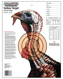 Champion Targets 45780 LifeSize Turkey Hanging Paper Target14" x 18" Multi-Color 12 Pack