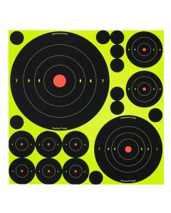 Birchwood Casey 34018 Shoot-N-C Reactive Target Variety Pack Self-Adhesive Paper Black/Yellow Bullseye 50 Pack