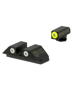 Night Fision GLK003007YGW Tritium Night Sights For GlockGreen Tritium Yellow Outline Front Sight- Green Tritium White Outline Rear Sight Glock 42/43/43X