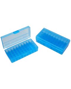 MTM Case-Gard P504524 Ammo Box Flip-Top Multi Caliber Handgun Clear Blue Polypropylene 50rd