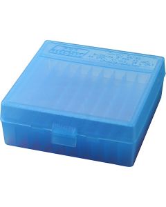 MTM Case-Gard P1004424 Case-Gard P-100 Multi-Caliber Handgun Clear Blue Polypropylene 100rd