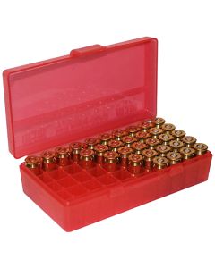 MTM Case-Gard P503829 Ammo Box Flip-Top Multi Caliber Handgun Clear Red Polypropylene 50rd