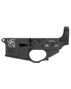 Spikes STLS030CFA Snowflake Stripped Lower Receiver Multi-Caliber 7075-T6 Aluminum Black Anodized with Color Fill for AR-15