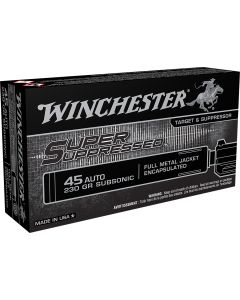 Winchester Ammo SUP45 Super Suppressed45ACP Subsonic 230gr Encapsulated Full Metal Jacket 50 Per Box/10 Case