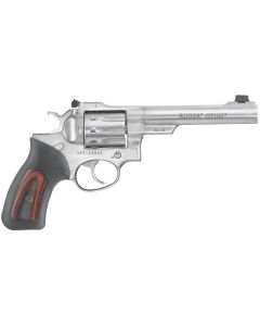 Ruger 1757 GP100Medium Frame 22 LR 10rd 5.50" Satin Stainless Barrel, Frame &amp; Cylinder, Black Rubber w/Wood Insert Grip, Transfer Bar Safety, Exposed Hammer
