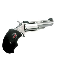 North American Arms BWM Black Widow22 WMR 5 Shot 2" Barrel, Overall Stainless Steel Finish, Finger Grooved Black Rubber Grip, Fixed Sights