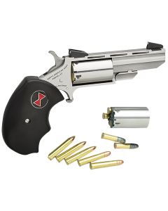 North American Arms BWC Black Widow22 LR or 22 WMR 5 Shot 2" Vent Rib Barrel, Overall Stainless Steel Finish, Finger Grooved Black Rubber Grip &amp; Fixed Sights Includes Cylinder