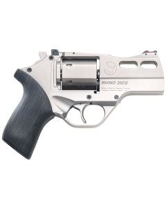 Chiappa Firearms CF340290 Rhino 30SAR *CA Compliant Small Frame 357 Mag 6 Shot, 3" Nickel-Plated Steel Vent Rib Barrel &amp; Cylinder, Nickel-Plated Aluminum Frame, Black Rubber Grip, Concealed Hammer