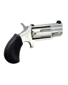 North American Arms PUGT Pug22 WMR 5 rd 1" Barrel, Overall Stainless Steel Finish, Black Pebbled Texture Rubber Grip, XS Tritium Dot Sight