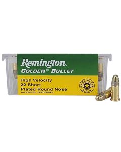 Remington Ammunition 21001 Golden Bullet22Short 29gr Plated Lead Round Nose 100 Per Box/50 Case