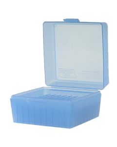 MTM Case-Gard RS10024 Ammo Box Flip-Top Multi Caliber Clear Blue Polypropylene 100rd