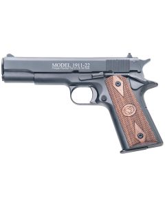 Chiappa Firearms 401038 1911-2222 LR 10+1, 5" Black Steel Barrel, Blued Serrated Slide, Blued Aluminum Frame w/Beavertail, Stippled Walnut Grip, Manual Thumb Safety, Right Hand