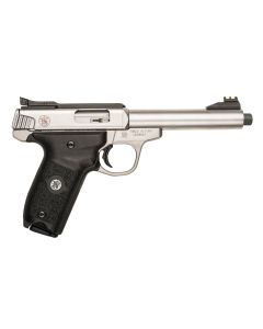 Smith &amp; Wesson 10201 SW22 Victory Full Size Frame 22 LR 10+1, 5.50" Satin Stainless Steel Threaded Barrel, Slide &amp; Frame, Black Textured Grip, Thumb Safety