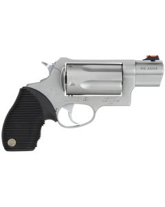 Taurus 2441039TC Judge Public Defender Small Frame 45 Colt (Long Colt)/ 410 Bore 5rd 2" Matte Stainless Steel Barrel, Cylinder &amp; Frame, Black Ribber Grip, Transfer Bar Safety, Exposed Hammer