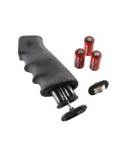 Hogue 15010 OverMolded Grip Cobblestone Black Rubber with Finger Grooves &amp; Storage Compartment for AR-15, M16 (Batteries Not Included)