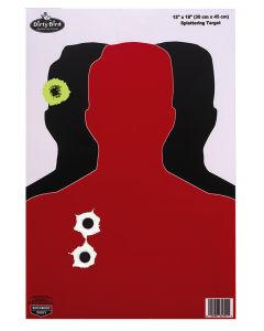 Birchwood Casey 35708 Dirty BirdSilhouette Tagboard Hanging Pistol 12" x 18" Black/Red White Impact Splatter 8 Per Pkg
