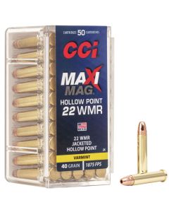 CCI 0024 Maxi-Mag Rimfire 22WMR 40gr Jacketed Hollow Point 50 Per Box/40 Case