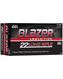 CCI 0021 Blazer High Velocity 22LR 40gr Lead Round Nose 50 Per Box/100 Case