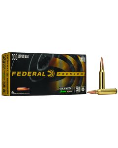 Federal GM338LM Premium Gold Medal 338LapuaMag 250gr Sierra MatchKing BTHP 20 Per Box/10 Case