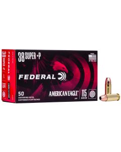 Federal AE38S3 American Eagle Handgun 38Super+P 115gr Jacketed Hollow Point 50 Per Box/20 Case