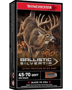 Winchester Ammo SBST4570 Ballistic Silvertip45-70Gov 300gr Rapid Controlled Expansion Polymer Tip 20 Per Box/10 Case