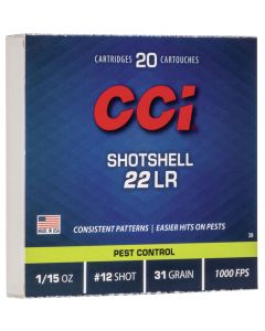 CCI 0039 Rimfire Shotshell 22LR 31gr #12Shot 20 Per Box/100 Case