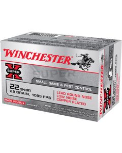 Winchester Ammo X22S Super X22Short 29gr Lead Round Nose Low Noise Copper Plated 50 Per Box/100 Case