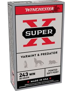 Winchester Ammo X2431 Super X243Win 80gr Jacketed Soft Point 20 Per Box/10 Case