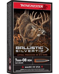 Winchester Ammo SBST708 Ballistic Silvertip7mm-08Rem 140gr Rapid Controlled Expansion Polymer Tip 20 Per Box/10 Case