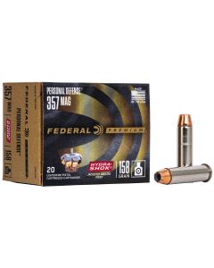 Federal P357HS1 Premium Personal Defense 357Mag 158gr Hydra-Shok Jacketed Hollow Point 20 Per Box/25 Case