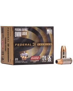 Federal P9HS1 Premium Personal Defense 9mmLuger 124gr Hydra-Shok Jacketed Hollow Point 20 Per Box/25 Case