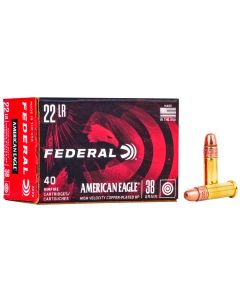 Federal AE22 American Eagle22LR 38gr Copper Plated Hollow Point 40 Per Box/100 Case