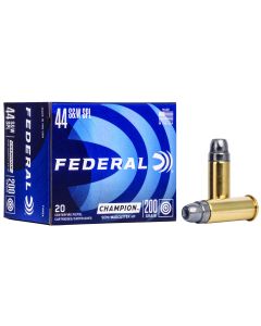 Federal C44SA Champion Training 44S&amp;W Spl 200gr Semi Wadcutter Hollow Point 20 Per Box/25 Case