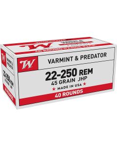 Winchester Ammo USA222502 USA22-250Rem 45gr Jacketed Hollow Point 40 Per Box/10 Case