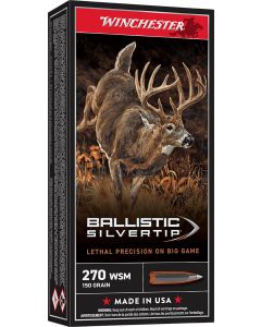 Winchester Ammo SBST2705A Ballistic Silvertip270WSM 150gr Rapid Controlled Expansion Polymer Tip 20 Per Box/10 Case