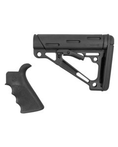 Hogue 15056 OverMolded Combo Kit Collapsible Black OverMolded Rubber Black Synthetic &amp; Black Rubber Grip for AR15, M16 with Mil-Spec Tube (Tube Not Included)