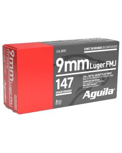 Aguila 1E097719 Target &amp; Range Handgun 9mm Luger 147gr Full Metal Jacket Flat Point 50 Per Box/20 Case