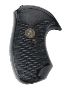 Pachmayr 03147 Compact Grip Checkered Black Rubber with Finger Grooves for Small Rossi Revolvers