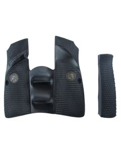 Pachmayr 03952 Signature Grip Wraparound Checkered Black Rubber with Backstrap &amp; Finger Grooves for Browning Hi-Power