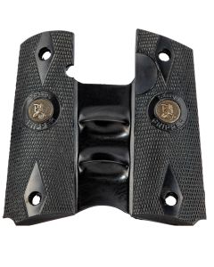 Pachmayr 05008 Signature Grip Checkered Black Rubber with Finger Grooves for 1911