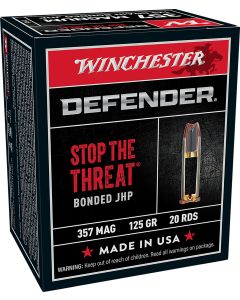 Winchester Ammo S357MPDB Defender357Mag 125gr Bonded Jacket Hollow Point 20 Per Box/10 Case