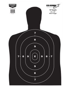 Birchwood Casey 37202 EZE-Scorer BC-27 Silhouette Paper Hanging Universal 12" x 18" Black/White 10 Pk.