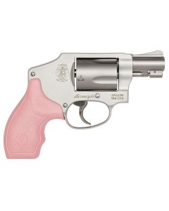 Smith &amp; Wesson 150466 Model 642 Airweight 38 S&amp;W Spl +P 5 Shot 1.88" Stainless Steel Barrel/Cylinder, Matte Silver Aluminum Alloy J-Frame, Pink Polymer Grip, Snag-free Enclosed Hammer, Internal Lock