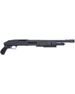 Mossberg 50673 500 FLEX Tactical 12 Gauge Pump 3" 5+1 18.50" Matte Blued Stand-Off Breacher Barrel, Blued Stainless Steel Receiver, Black Fixed w/Pistol Grip Synthetic Stock