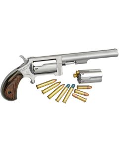 North American Arms SWC4 Sidewinder *CA Compliant 22 LR or 22 WMR 5rd 4" Barrel, Overall Stainless Steel Finish &amp; Rosewood Birdshead Grip Includes Cylinder