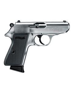 Walther Arms 5030320 PPK/S22 LR 10+1 3.30" Steel/Threaded Barrel, Nickel Serrated/Steel Slide, Stainless Zinc Alloy Frame w/Beavertail, Black Checkered Polymer Grips