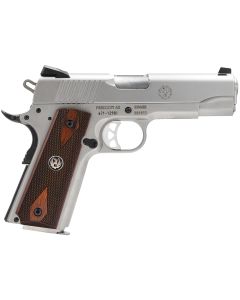 Ruger 6702 SR1911 Commander-Style 45 ACP 7+1 4.25" Stainless Steel Barrel, Serrated Stainless Steel Slide, Stainless Steel Frame w/Beavertail, Hardwood Grip