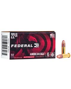 Federal AE22SUP1 American Eagle Suppressor 22LR 45gr Copper Plated Round Nose 50 Per Box/100 Case