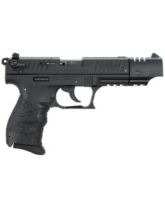 Walther Arms 5120334 P22 Target *CA Compliant 22 LR Caliber with 5" Barrel, 10+1 Capacity, Black Finish Picatinny Rail Frame, Serrated Matte Black Tenifer Steel Slide &amp; Interchangeable Backstrap Grip