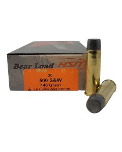HSM 500SW6N Bear Load500 S&amp;W Mag 440 gr Wide Flat Nose 20 Per Box/ 25 Case